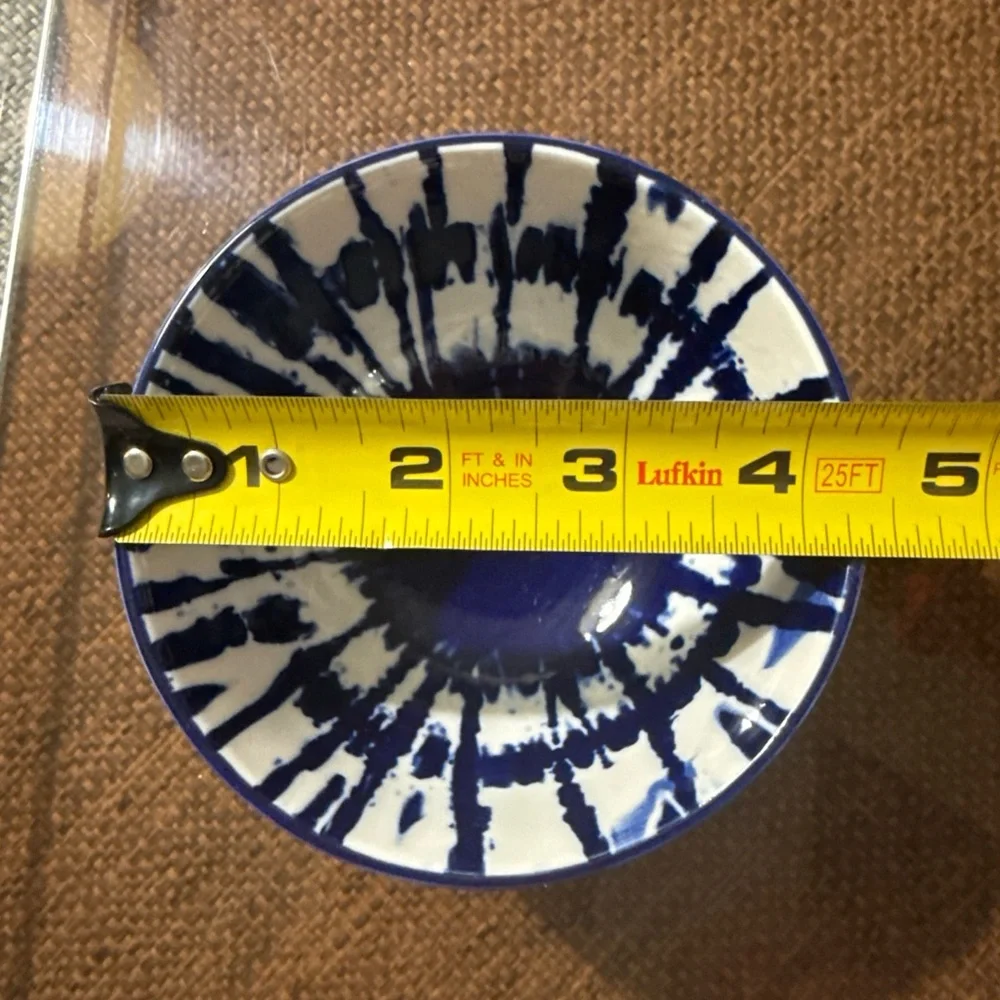 West Elm Indigo Tie Dye Bowls Set of 2 Blue White Ceramic